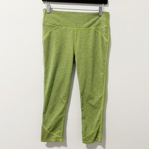 Fabletics 3/4 Leggings Womens Size Small‎ Evergreen/Citron Stripe Lime Workout